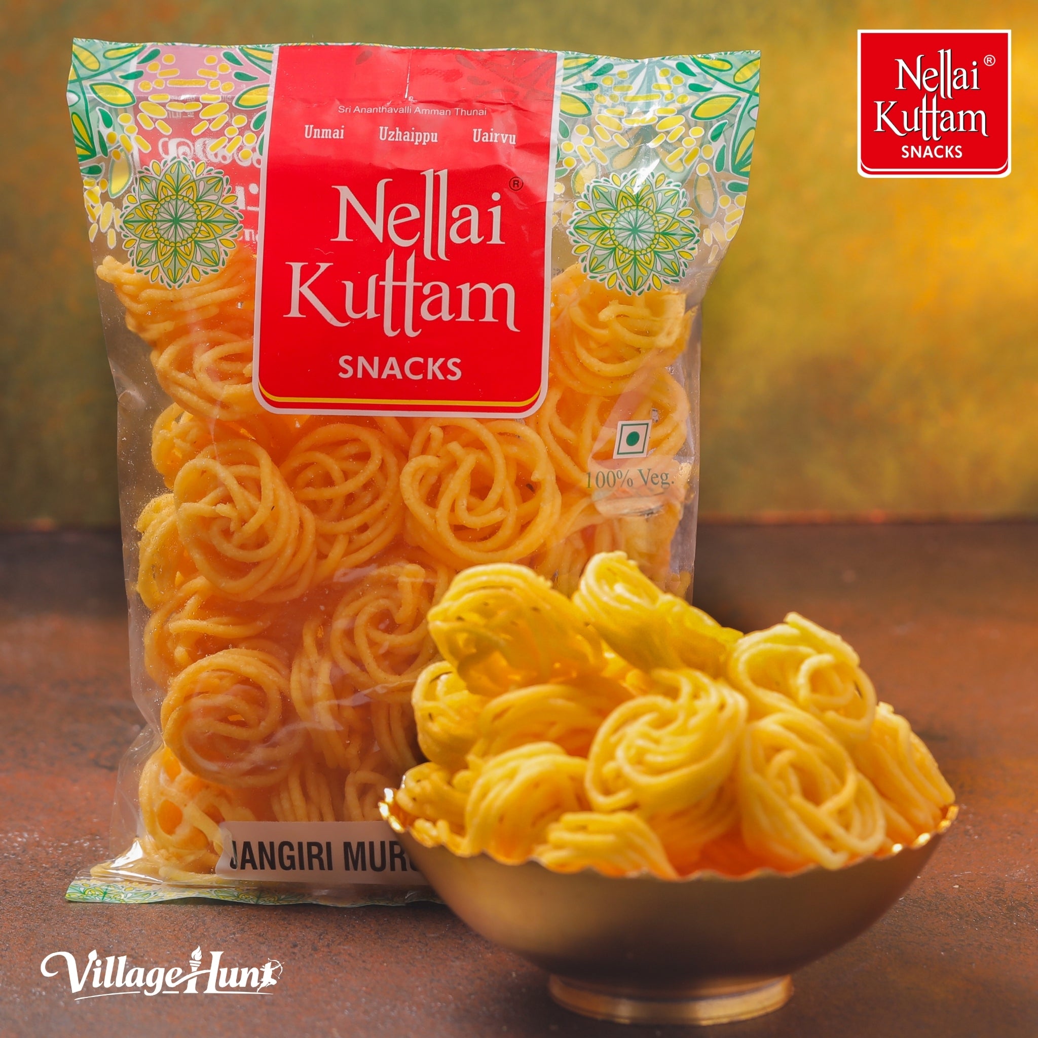 Jangiri Murukku Orange spicy crispy South Indian Nellai Kuttam Snacks Tamil Nadu